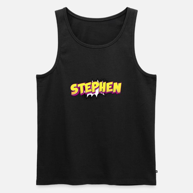 Stephen benutzerdefinierter Name Comic-Buch-Stil Pop-Art, - Männer Premium Bio Tank Top - Schwarz