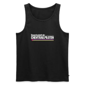 Mimikama Crew Gewerkschaft der Chemtrailpiloten - Männer Premium Bio Tank Top - Schwarz - Vorne - Michal (187cm)