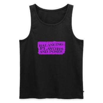 Aventures culinaires de la communauté Awesome Acro Yoga - Débardeur bio Premium Homme - noir - Devant - AI Model Male 178 light (178cm)