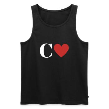Letter c red heart - Men's Premium Organic Tank Top - black - Front - AI Model Male 178 light (178cm)