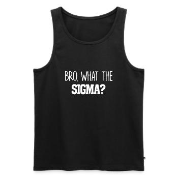 Bro What The Sigma Funny Kids Teens Youth Saying - Men's Premium Organic Tank Top - black - Front - AI Model Male 178 light (178cm)