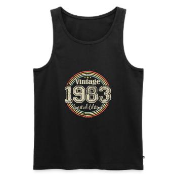 Vintage Rétro Edition Limitée 1983 Année de naissance - Débardeur bio Premium Homme - noir - Devant - AI Model Male 178 light (178cm)