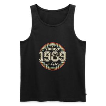 Vintage Retro Limited Edition 1989 Birth Year - Men's Premium Organic Tank Top - black - Front - AI Model Male 178 light (178cm)