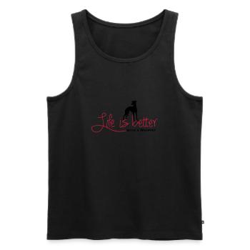 Life is better - Whippet - Men's Premium Organic Tank Top - black - Front - Michal (187cm)
