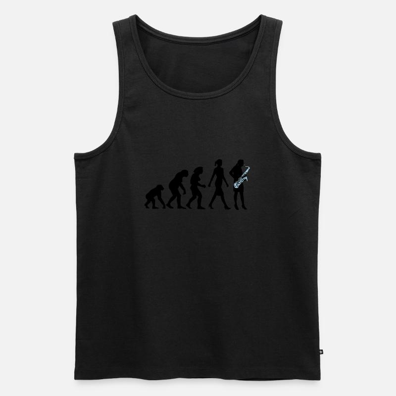 Evolution der Frau Saxophon Spielerin - Männer Premium Bio Tank Top - Schwarz