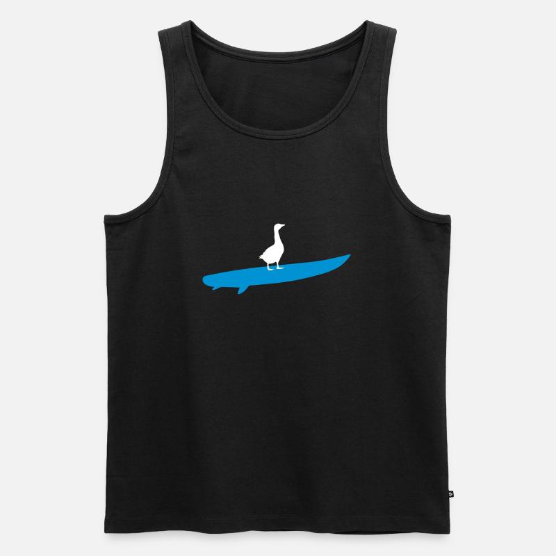 Surfende Gans Silhouette - Männer Premium Bio Tank Top - Schwarz