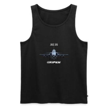 JAS39 Gripen schwedisches Kampfflugzeug - Männer Premium Bio Tank Top - Schwarz - Vorne - AI Model Male 178 light (178cm)