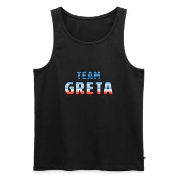 Team Greta | Warming Stripes - Männer Premium Bio Tank Top - Schwarz - Vorne - AI Model Male 178 light (178cm)