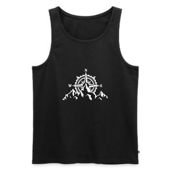 Vintage Mountain Compass Hiking | Hiker Adventures - Men's Premium Organic Tank Top - black - Front - Michal (187cm)