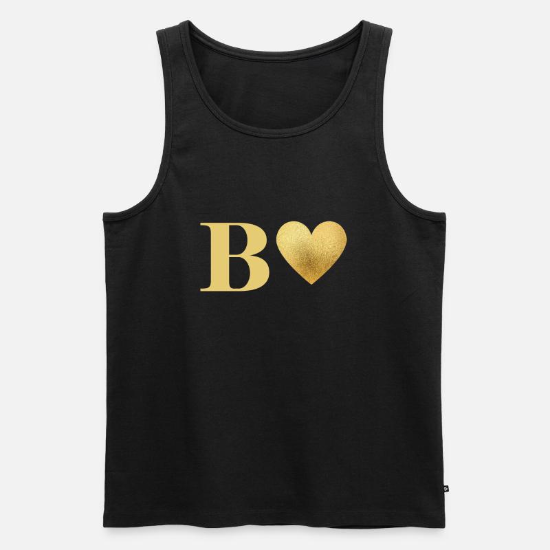 Buchstabe b Goldenes Herz - Männer Premium Bio Tank Top - Schwarz