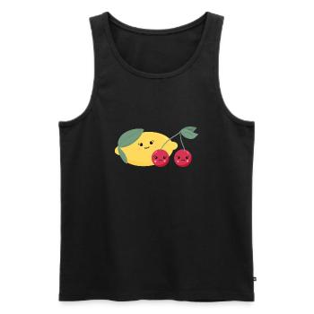 Lemon & Cherries - Men's Premium Organic Tank Top - black - Front - AI Model Male 178 light (178cm)