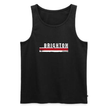 Brighton Angleterre Vintage Retro Design pour Seaside - Débardeur bio Premium Homme - noir - Devant - AI Model Male 178 light (178cm)