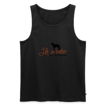 Life is better with a Silken - Männer Premium Bio Tank Top - Schwarz - Vorne - AI Model Male 178 light (178cm)