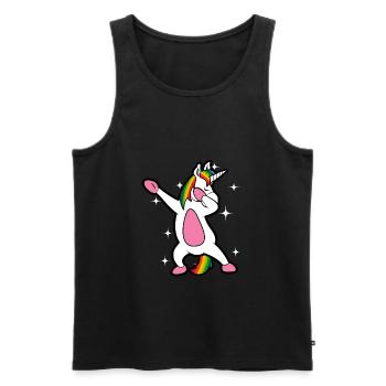 Danser, licorne, danse, arc-en-ciel, tamponner - Débardeur bio Premium Homme - noir - Devant - Michal (187cm)