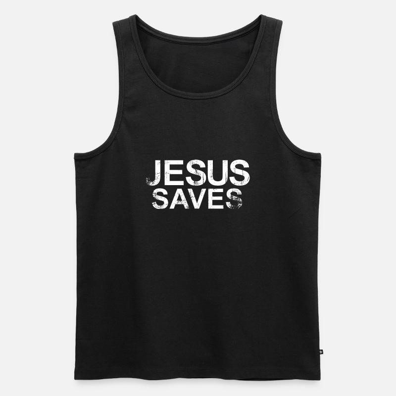 Jesus saves 2 - Männer Premium Bio Tank Top - Schwarz