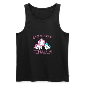 Grande soeur Petit frère Licorne - Débardeur bio Premium Homme - noir - Devant - Michal (187cm)