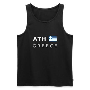 ATH GREECE white-lettered 400 dpi - Männer Premium Bio Tank Top - Schwarz - Vorne - AI Model Male 178 light (178cm)