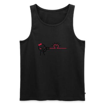 love tin can telephone couple shirt - girl - Männer Premium Bio Tank Top - Schwarz - Vorne - AI Model Male 178 light (178cm)