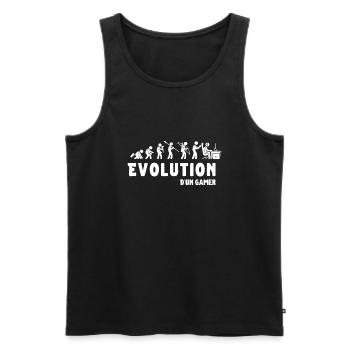 Évolution d'un gamer geek cadeau - Débardeur bio Premium Homme - noir - Devant - AI Model Male 178 light (178cm)