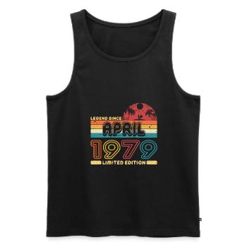 Birthday 1979 April Retro Legend Since Palme - Men's Premium Organic Tank Top - black - Front - Michal (187cm)