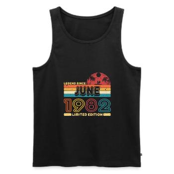 Geburtstag 1982 Juni Retro Legend Since Palme - Männer Premium Bio Tank Top - Schwarz - Vorne - Michal (187cm)