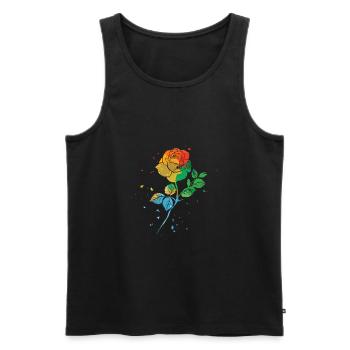 Rose Roses Rose Garden Jardinier - Débardeur bio Premium Homme - noir - Devant - AI Model Male 178 light (178cm)