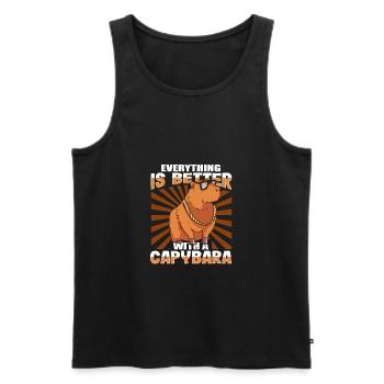 Capybara capybara rongeur - Débardeur bio Premium Homme - noir - Devant - Michal (187cm)