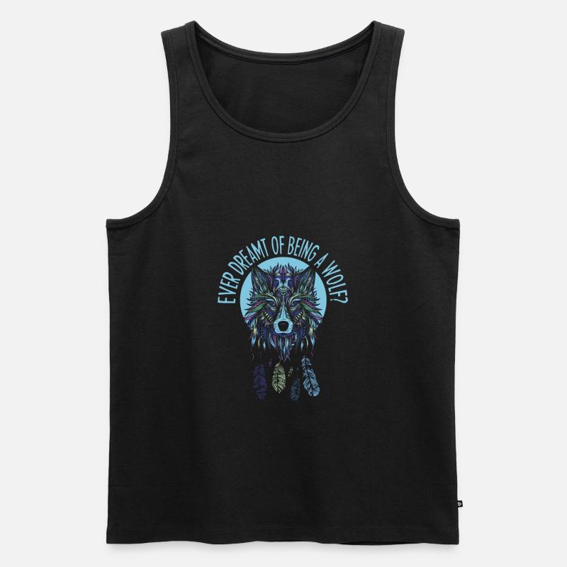 Wolf - Männer Premium Bio Tank Top - Schwarz