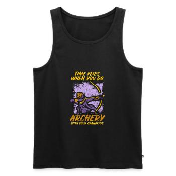 Bogenschütze Bogensport Pfeil Bogen Bogenschießen - Männer Premium Bio Tank Top - Schwarz - Vorne - Michal (187cm)