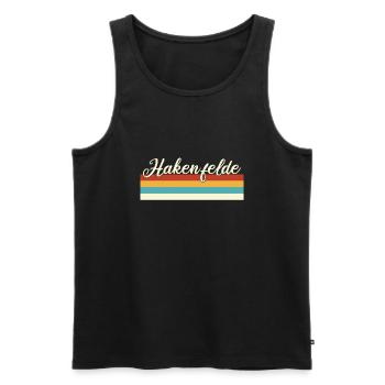Hakenfelde - Spandau - Berlin - Retro - Vintage - Männer Premium Bio Tank Top - Schwarz - Vorne - Michal (187cm)