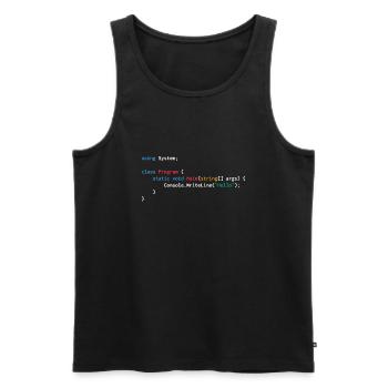Développeur c web humour drôle - Débardeur bio Premium Homme - noir - Devant - AI Model Male 178 light (178cm)