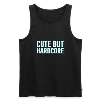 Techno Saying Cute but Hardcore - Men's Premium Organic Tank Top - black - Front - Michal (187cm)
