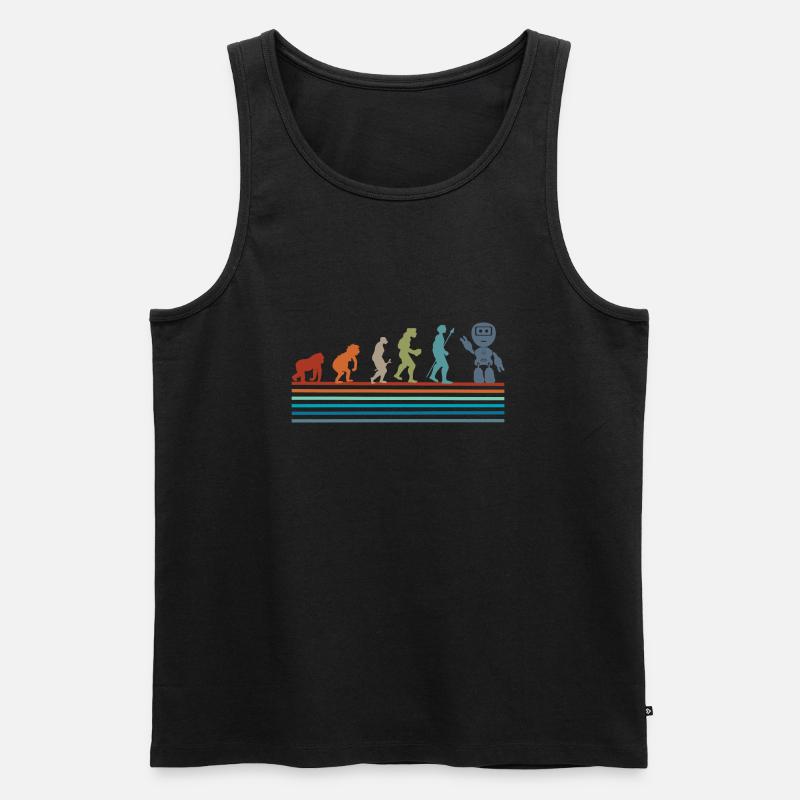 Évolution rétro vintage robot - Débardeur bio Premium Homme - noir