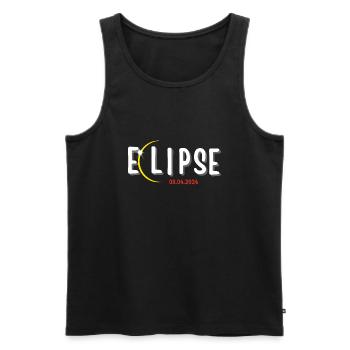 ECLIPSE 2024, ASTRONOMY LOVERS - Men's Premium Organic Tank Top - black - Front - AI Model Male 178 light (178cm)