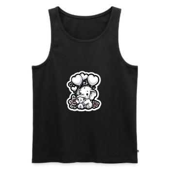 Cute baby elephant with heart balloon elephant mom - Men's Premium Organic Tank Top - black - Front - AI Model Male 178 light (178cm)