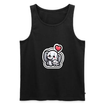 Cute baby elephant with heart balloon elephant mom - Men's Premium Organic Tank Top - black - Front - AI Model Male 178 light (178cm)