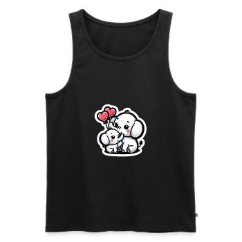 Cute baby elephant with heart balloon elephant mom - Men's Premium Organic Tank Top - black - Front - AI Model Male 178 light (178cm)