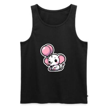 Cute baby elephant with heart balloon elephant mom - Men's Premium Organic Tank Top - black - Front - AI Model Male 178 light (178cm)