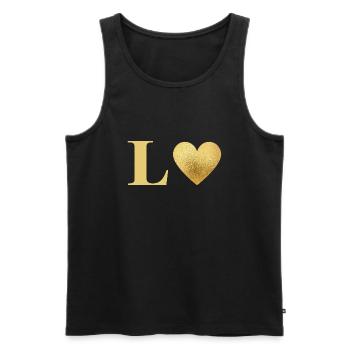Lettre l cœur doré - Débardeur bio Premium Homme - noir - Devant - Michal (187cm)