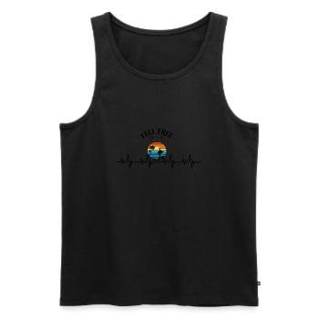 Feel Free Surfer - Männer Premium Bio Tank Top - Schwarz - Vorne - AI Model Male 178 light (178cm)