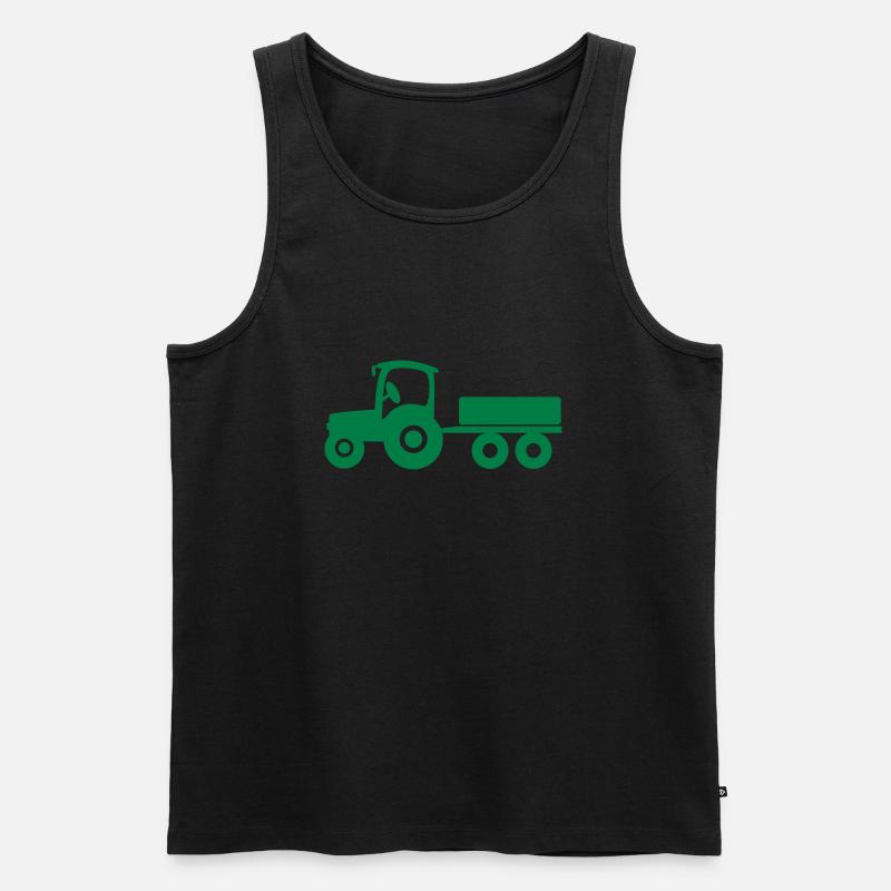 Traktor mit Anhänger - Männer Premium Bio Tank Top - Schwarz