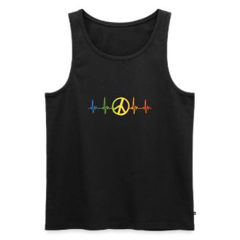 Peace Pulse Heartbeat Liberté Arc-en-ciel - Débardeur bio Premium Homme - noir - Devant - Michal (187cm)