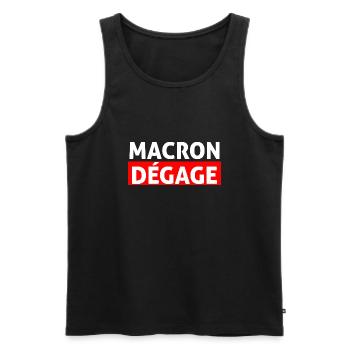 Macron dégage français en colère retraire - Débardeur bio Premium Homme - noir - Devant - AI Model Male 178 light (178cm)