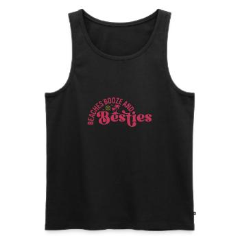 Beaches Booze Besties, Summer Sun Beach Friends - Men's Premium Organic Tank Top - black - Front - AI Model Male 178 light (178cm)