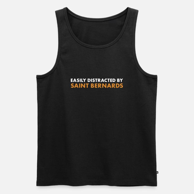 Easily Distracted By Saint Bernard - Männer Premium Bio Tank Top - Schwarz
