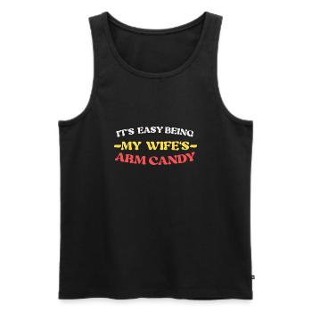 It s Not Easy Being My Wife s Arm Candy Retro - Männer Premium Bio Tank Top - Schwarz - Vorne - Michal (187cm)
