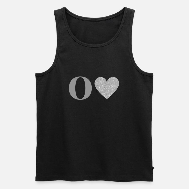 Buchstabe o silbernes Herz - Männer Premium Bio Tank Top - Schwarz
