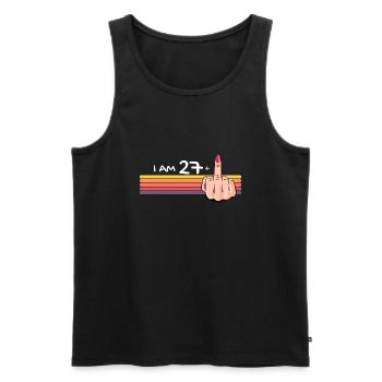 Ich bin 27 + 1 Mittelfinger-Shirt Ich bin 27 plus, - Männer Premium Bio Tank Top - Schwarz - Vorne - Michal (187cm)