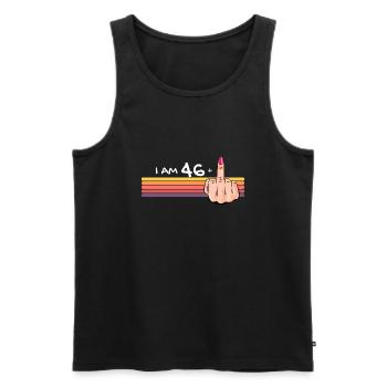 Ich bin 46 + 1 Mittelfinger-Shirt Ich bin 46 plus, - Männer Premium Bio Tank Top - Schwarz - Vorne - Michal (187cm)