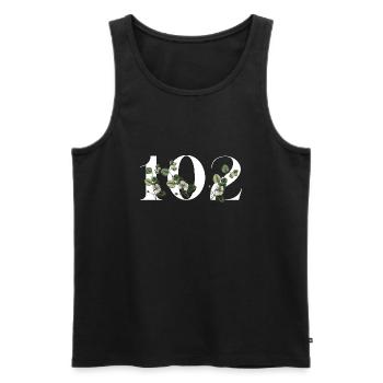 Numéro 102 floral vert - 102e anniversaire floral - Débardeur bio Premium Homme - noir - Devant - Michal (187cm)